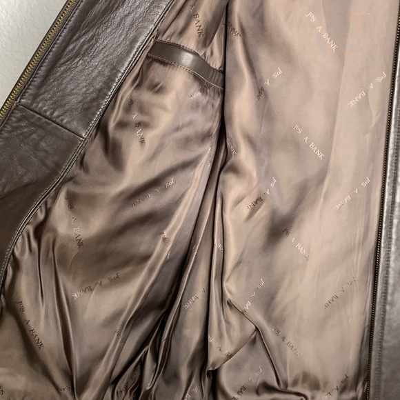 Jos. A. Bank jacket leather NWT medium bomber brown full zip - Picture 7 of 9